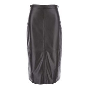 Antonelli Women 'Kinder' Black Midi Skirt With Rear Single Slit In Leather Woman